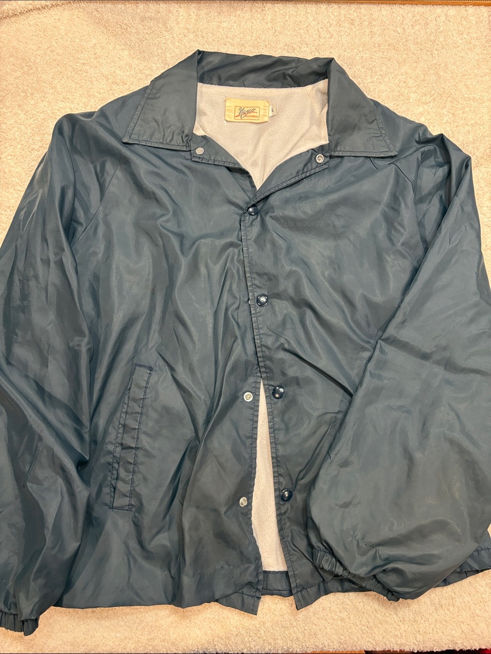 Vintage Nasco Men's Navy Windbreaker Coach Jacket